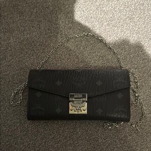 MCM Black Leather Chain Bag